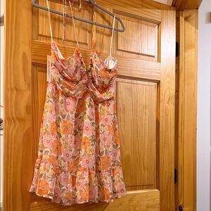 Aqua Pink Multi Floral Dress